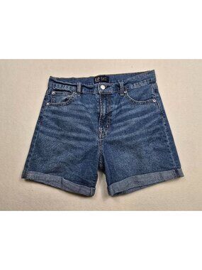 GAP Denim 5" Relaxed Shorts Size 28 Medium Wash Jean Cuffed Hem